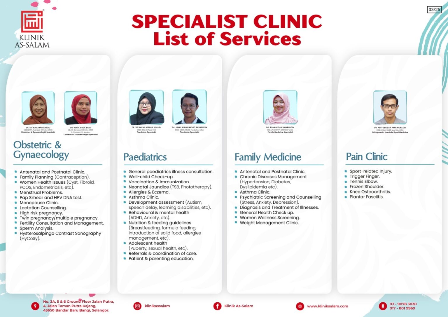 Our specialist clinic list of doctors at Klinik As Salam
