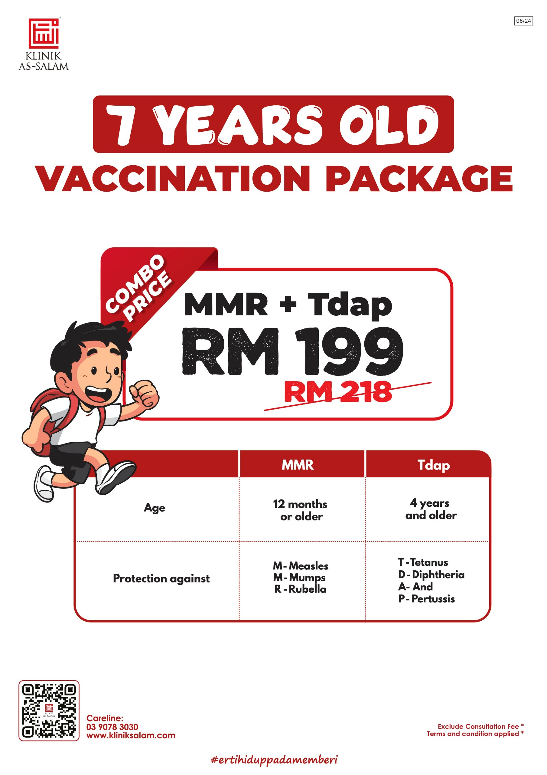 7 years old vaccine Malaysia by Klinik As Salam